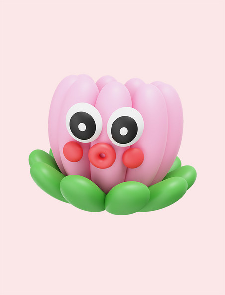 3D立体拟人花朵植物3D元素