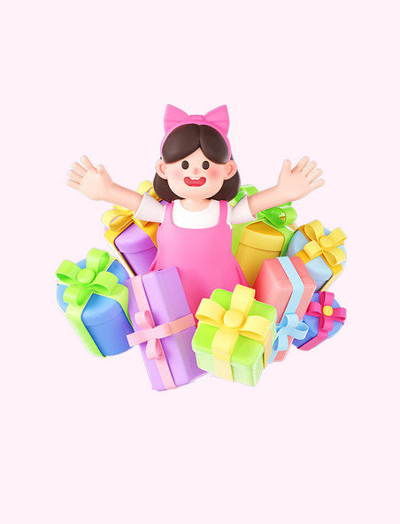3d儿童节礼物小孩免抠立体元素