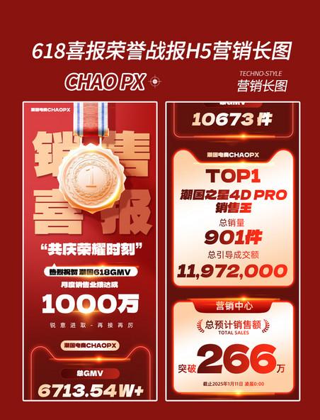 618喜报荣誉战报H5营销长图