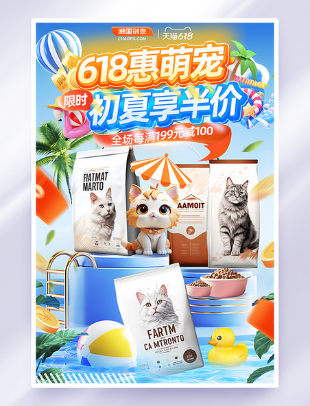 618夏季惠萌宠促销活动海报