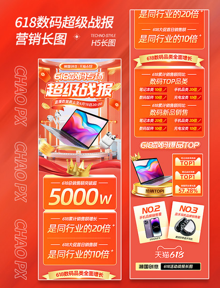 618数码品类直播超级战报长图
