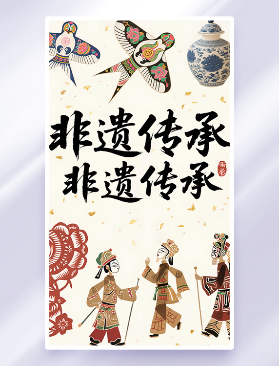 国风非遗文化传承宣传海报