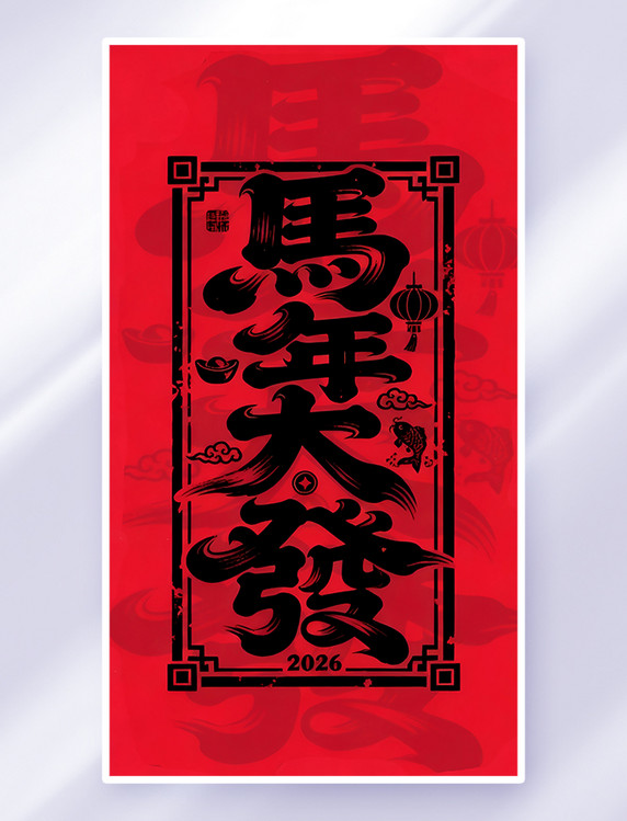 新年马年大发马年文字底纹马年背景
