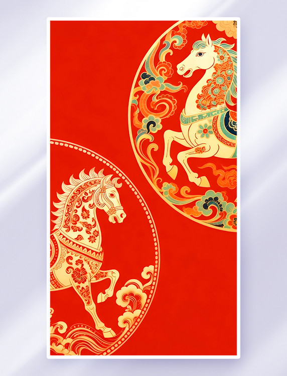 马年新年烫金传统纹样背景