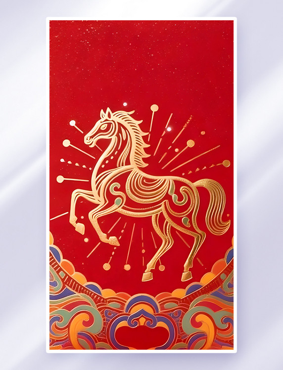 新年国潮国风马年烫金传统吉祥纹样背景
