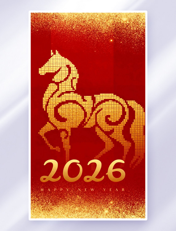 新年2026年中国风马年简约背景