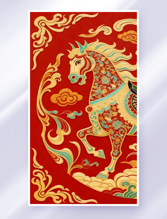 马年国潮新年烫金背景