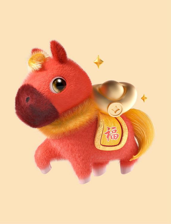 卡通小马寓意形象马上发财2026马年春节