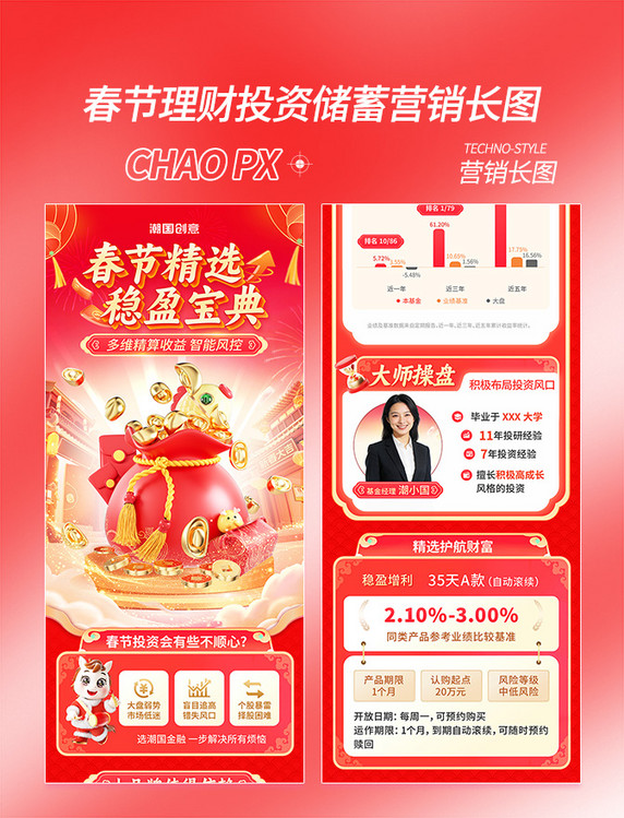 春节理财投资储蓄H5营销长图