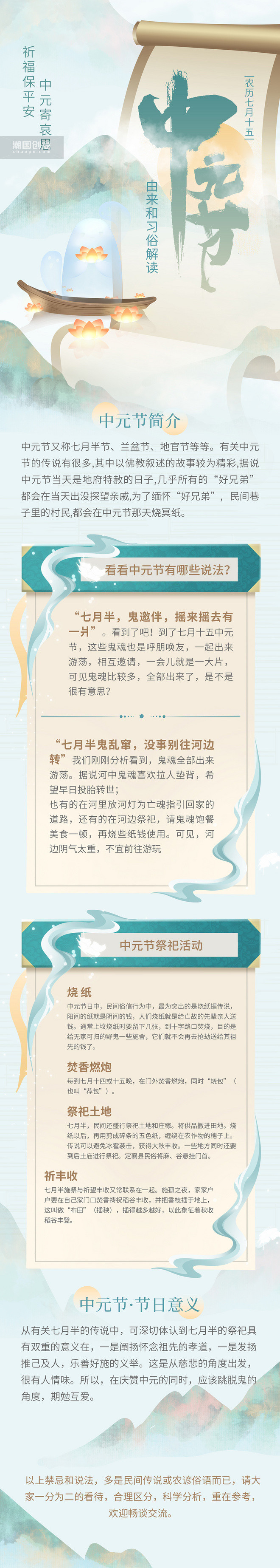 中元节习俗科普h5长图中国风图片 潮国创意