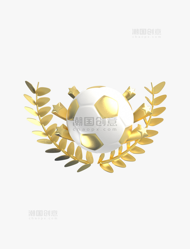 3D立体金色足球装饰图案