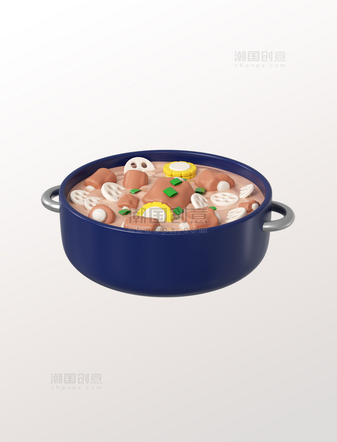 3DC4D美食排骨莲藕玉米汤