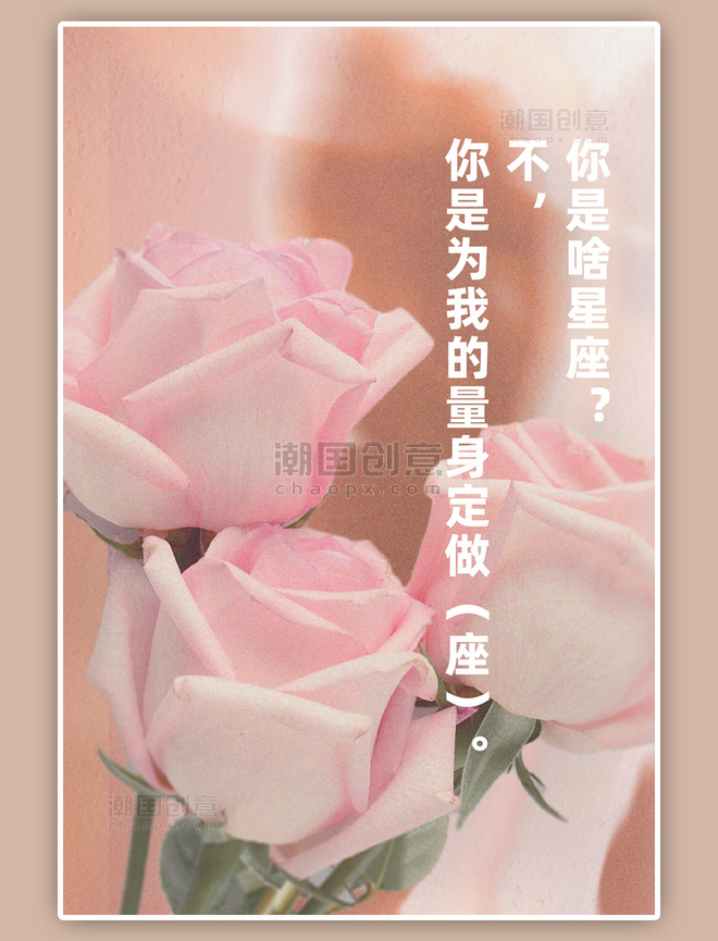 土味情话粉色鲜花写实海报