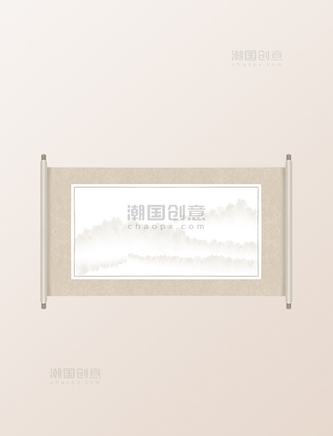中国风水墨画古风卷轴边框