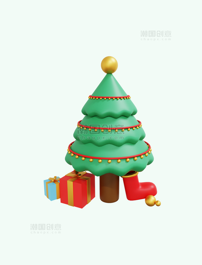 3D立体圣诞圣诞节圣诞树礼物盒