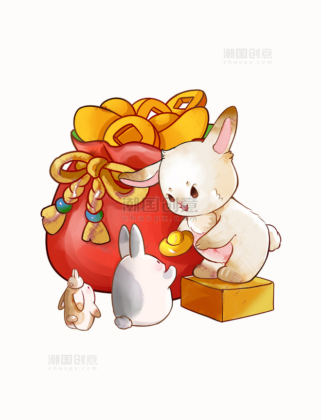 兔年新春春节迎新年喜庆福袋可爱兔子