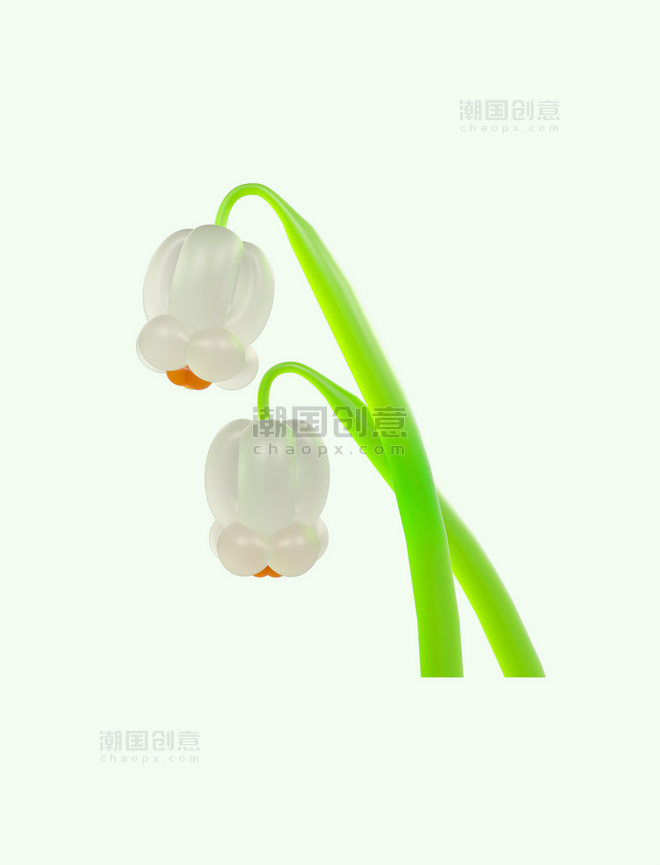 3d气球铃兰花植物花朵