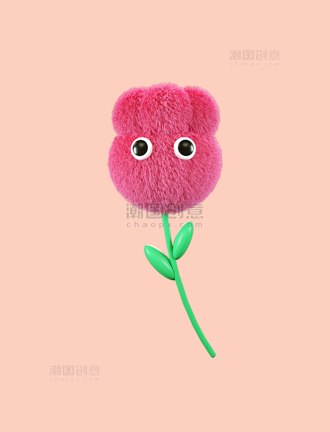 粉色3D毛绒可爱花