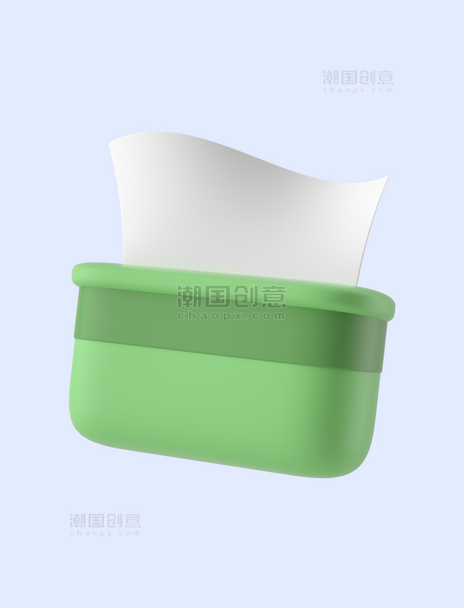 绿色C4D立体卡通抽纸餐巾纸日化生活