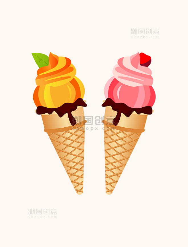 矢量水果冰淇淋巧克力零食元素