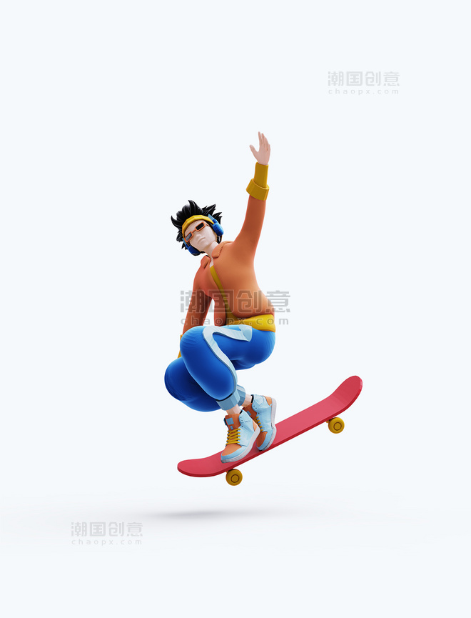 玩滑板跳跃潮流男孩男士男人青少年