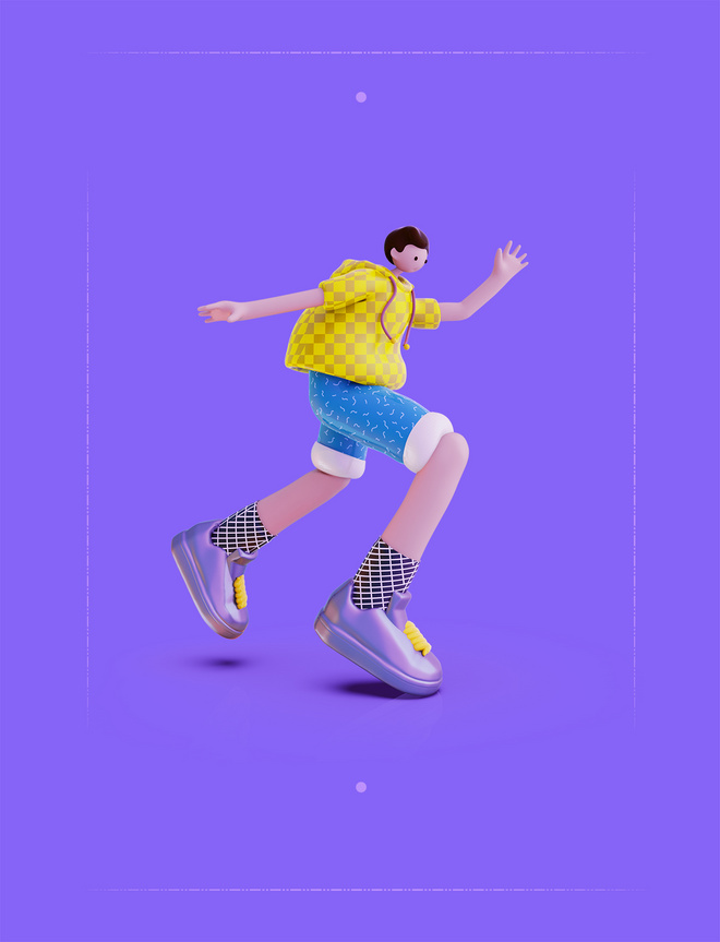3D立体长腿潮流运动奔跑男人