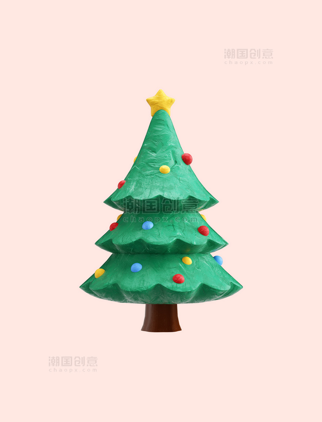 3d圣诞圣诞节C4D黏土装饰元素圣诞树