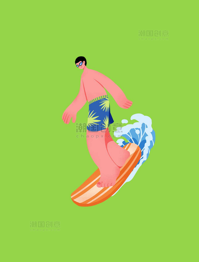 夏季夸张运动人物冲浪男子水上运动夏天