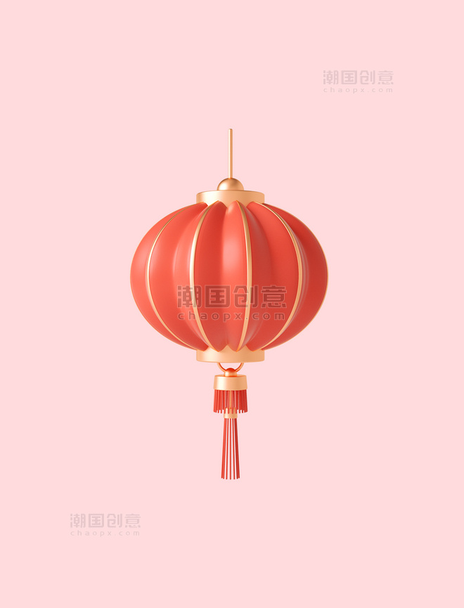 3D立体红色C4D新年春节新春灯笼春节年货节