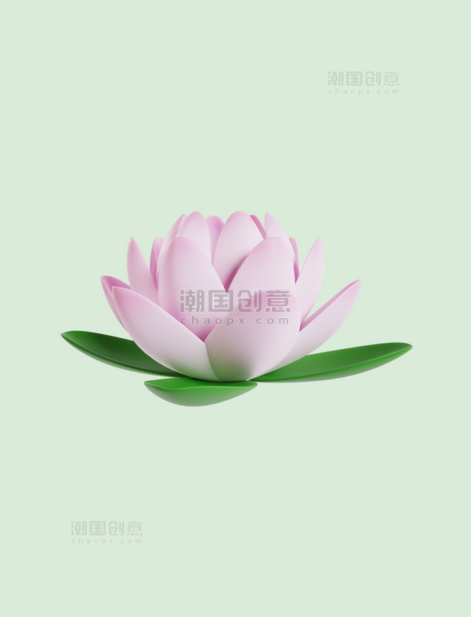 3D立体粉色荷花植物睡莲花朵花