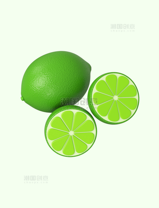 3DC4D立体水果青檬柠檬元素