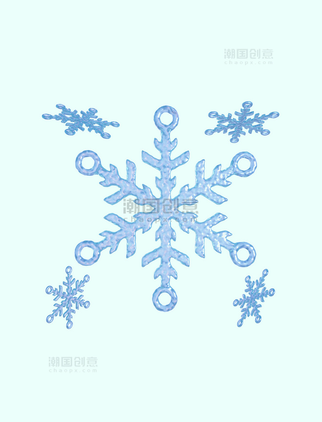 立冬蓝色透明雪花元素冬天冬季