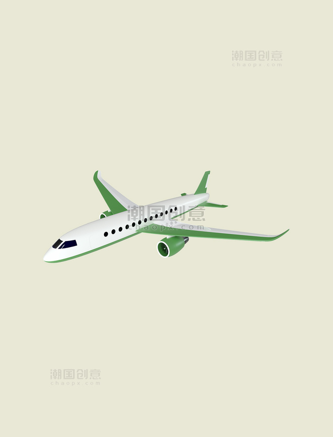 3D立体交通工具绿色飞机