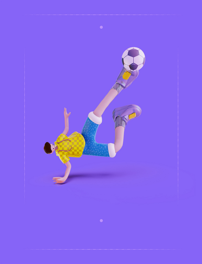 3D立体长腿潮流运动踢足球男人