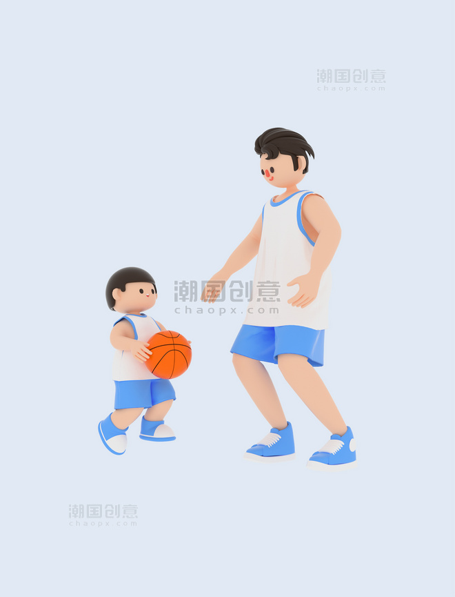 c4d父亲节打篮球父子爸爸3D立体