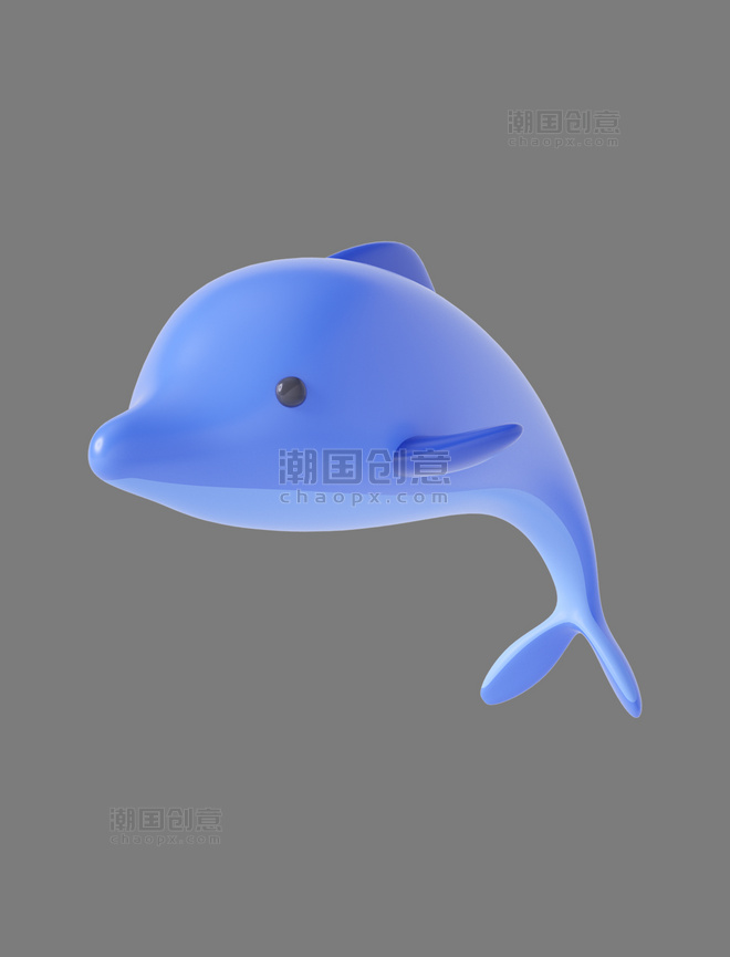 蓝色C4D立体卡通海洋动物海豚