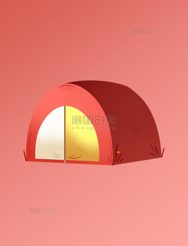户外野营红色帐篷元素