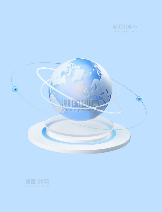 3d立体商务信息科技互联网金融立体地球图标