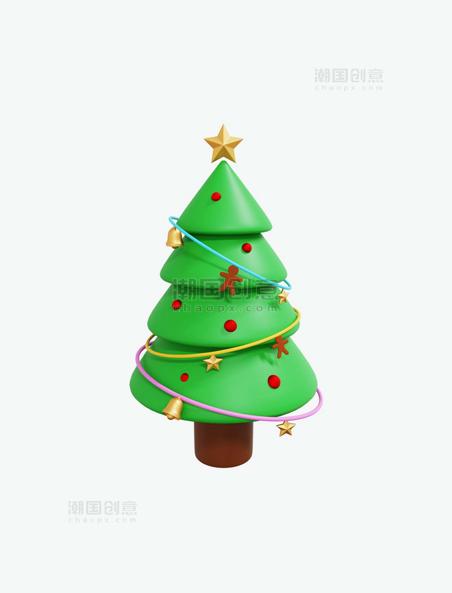 圣诞节创意3DC4D立体闪灯圣诞树