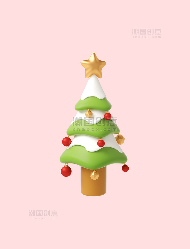 3D立体C4D圣诞圣诞节圣诞树