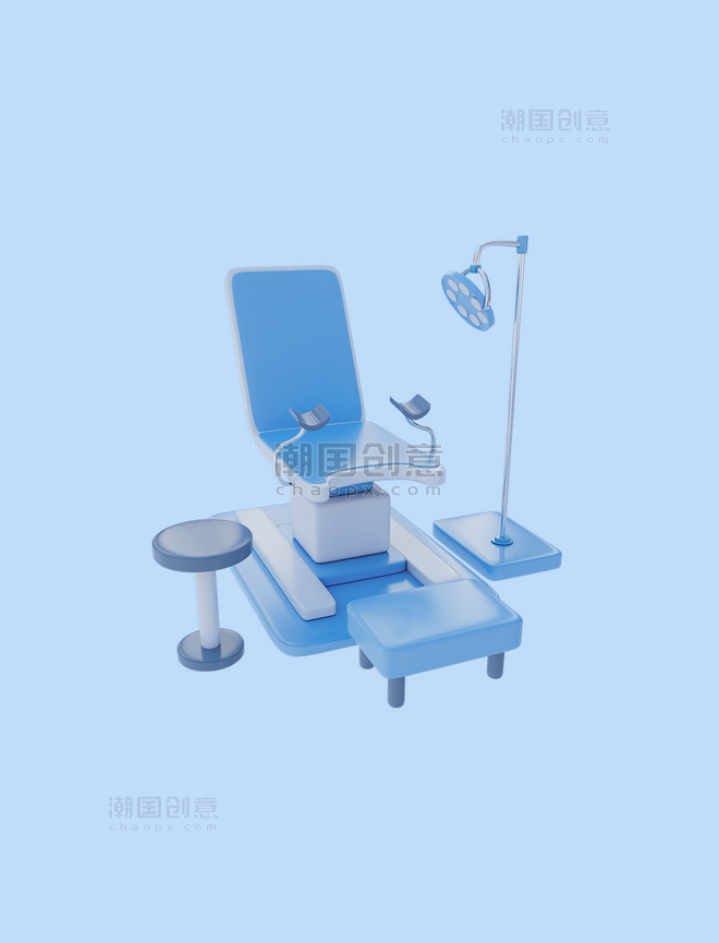 医疗机器蓝白多功能妇产医疗器械3D元素