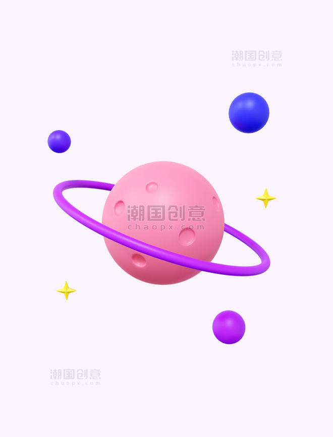 3D立体蓝紫色宇宙星球