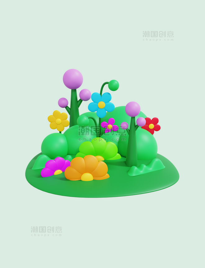 3D立体花草树木景观