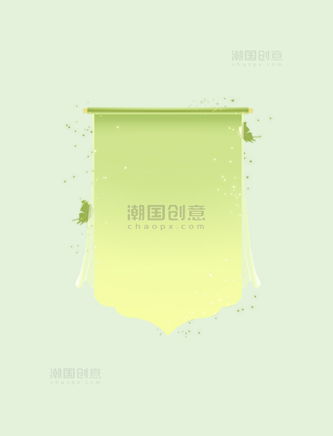 中国风古典国风中式花纹绿色卷轴