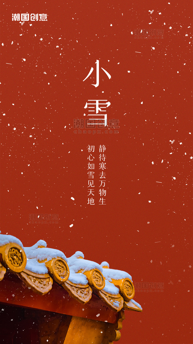 小雪节气闪屏开屏页摄影图红色故宫雪景海报