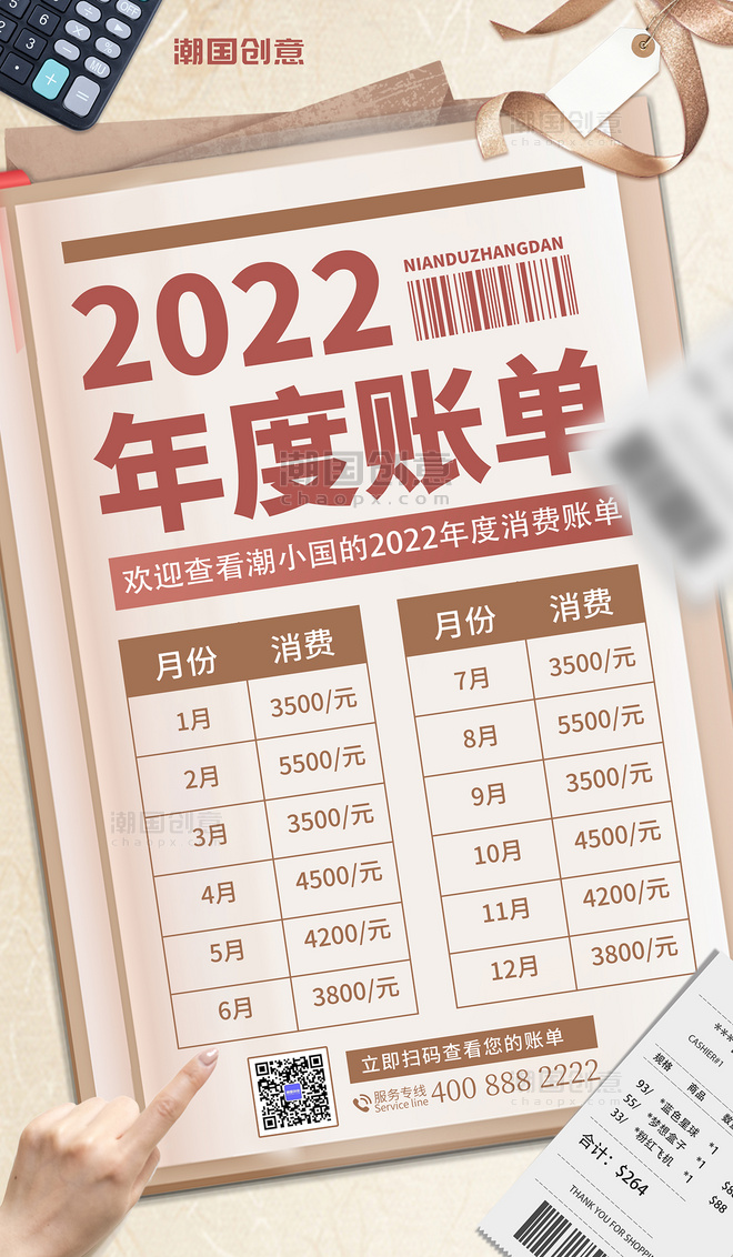  2022年度账单年度消费单清单宣传复古海报盘点