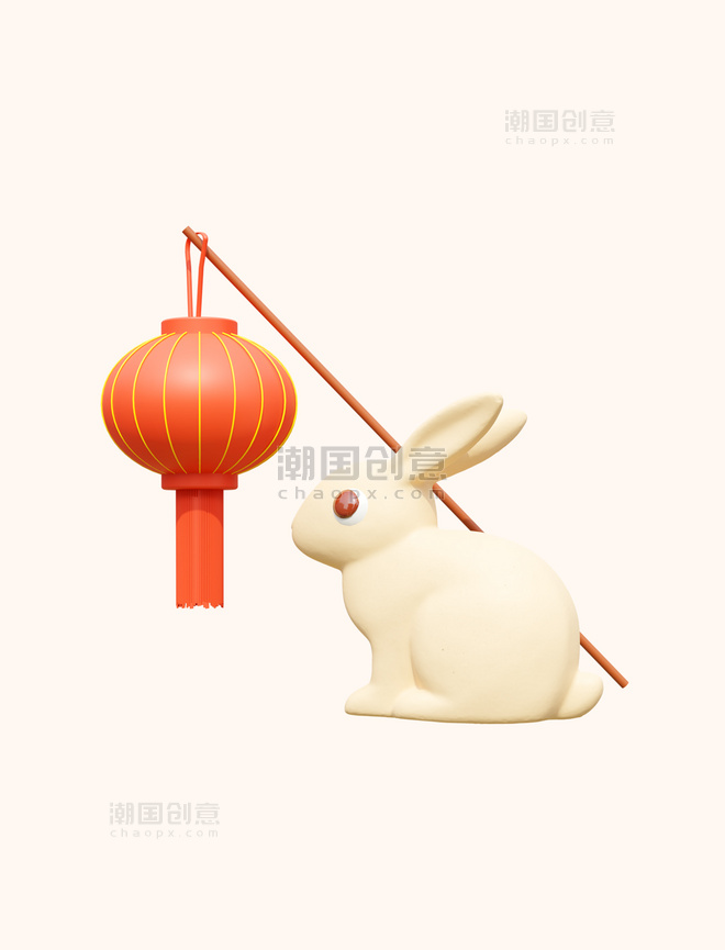 中秋节3D立体兔子灯笼