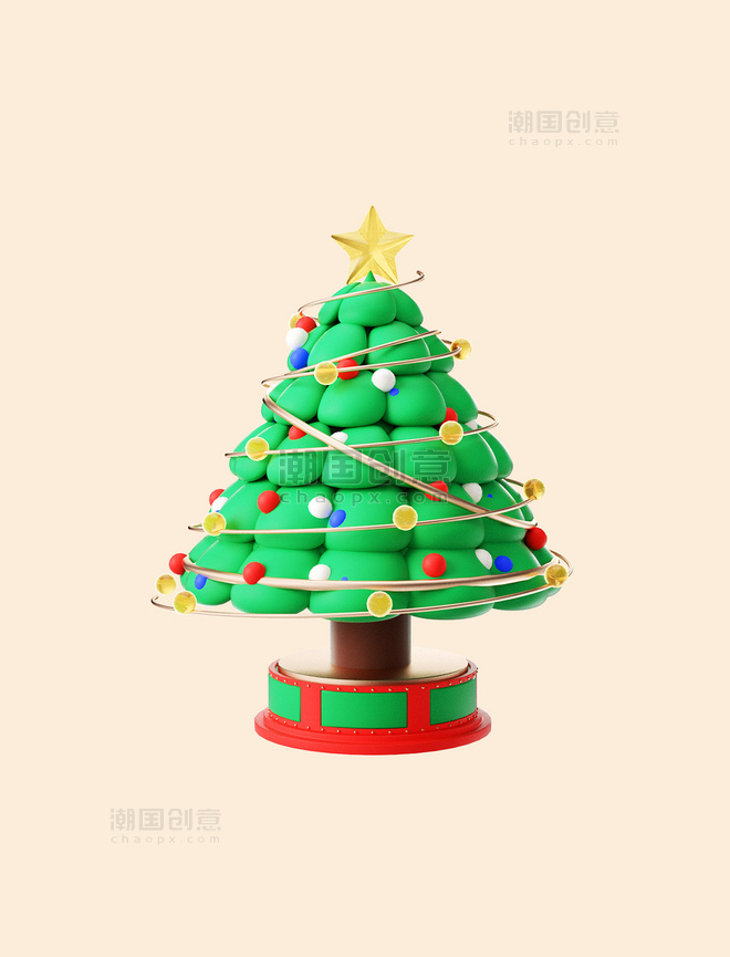 C4D圣诞圣诞节3D立体卡通圣诞树