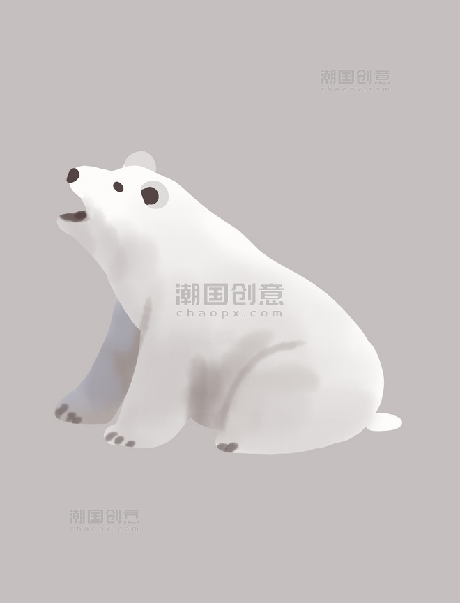 动物北极熊坐着