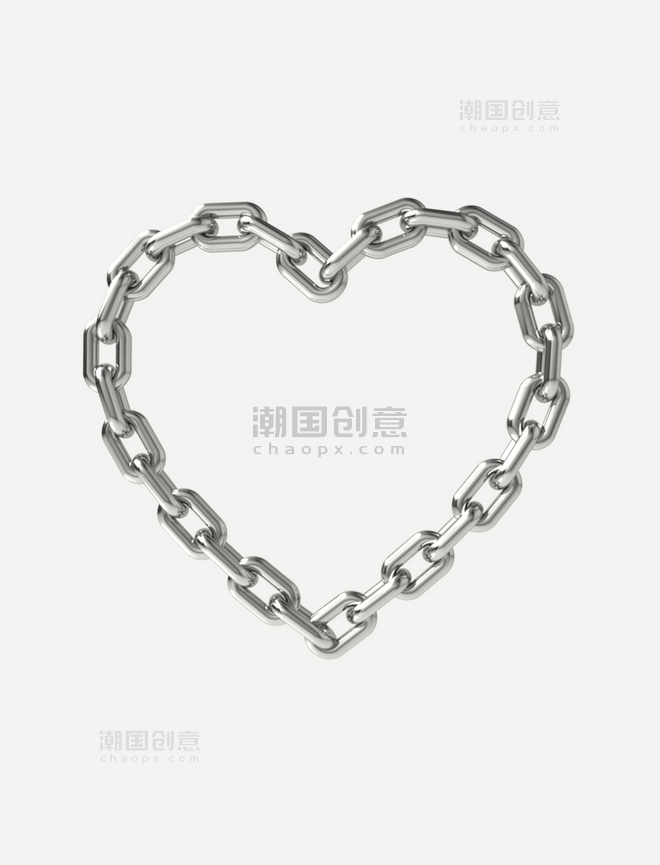 3D立体金属贴纸爱心铁链